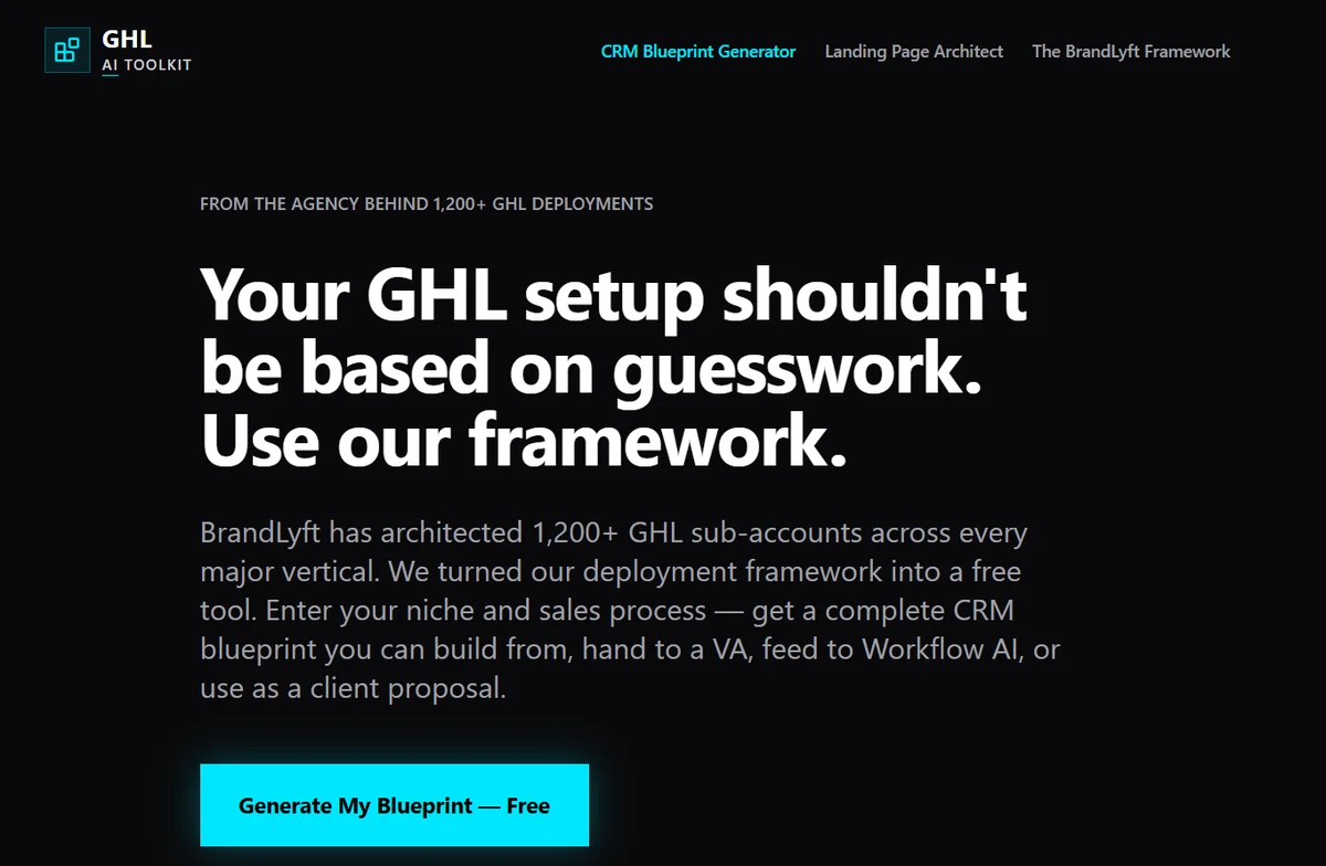 CRM Blueprint Generator landing page